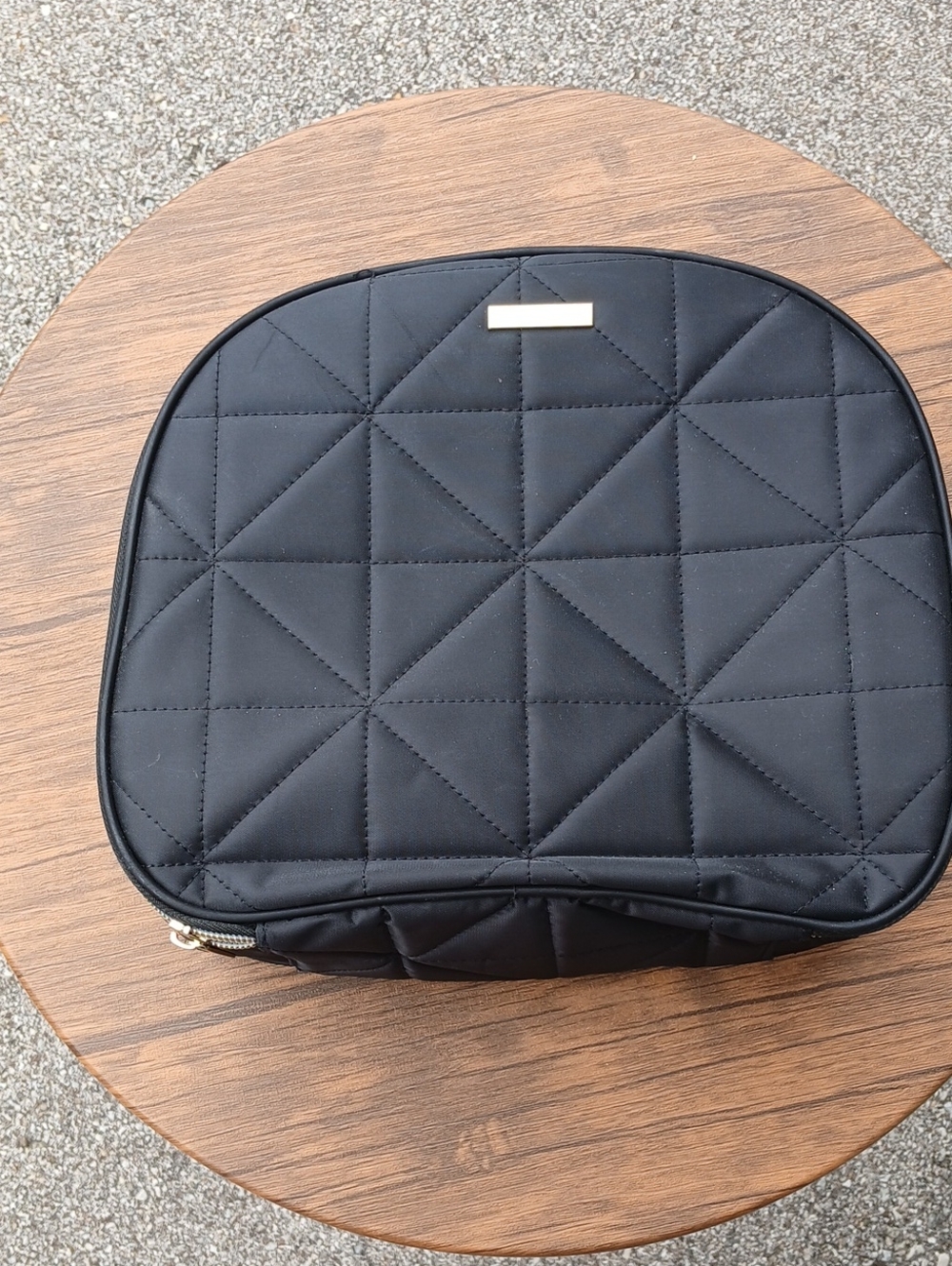 Quilted Black Cosmetic Pouch